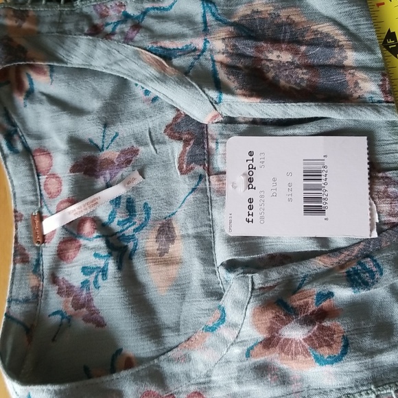 Free People Just The Two Of Us Printed Floral Lace Inset Tunic Dress, S - Picture 13 of 15